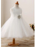 Ivory Lace Sparkly Tulle Flower Girl Dress With Crystal Pin